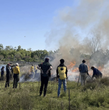This is a photo of open flames on the UCSB campus, where environmental research is conducted.